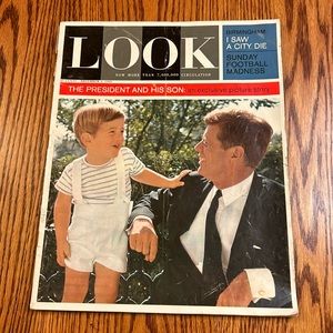 Vintage LOOK Magazine featuring President John F Kennedy & son from Dec 1963